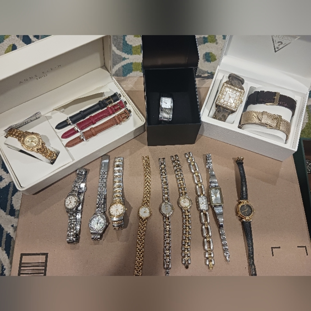 WOMENS WATCH LOT (12) WATCHES CITIZEN ANNIE KLEIN CALVIN KLEIN, PULSAR, GUESS